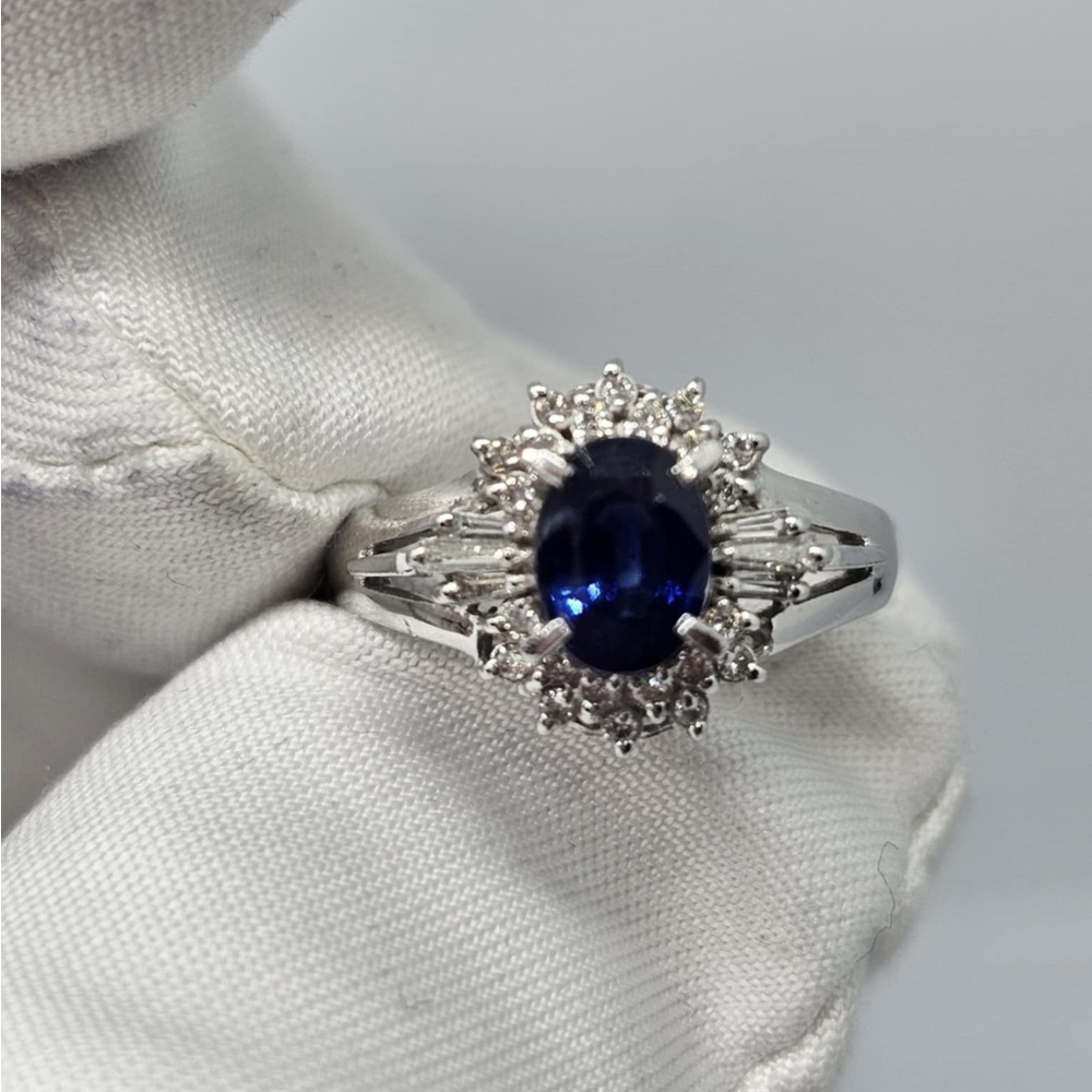 Sapphire Diamond Platinum Ring